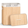 Panier a linge en bambou rectangulaire double compartiments avec couvercle 100L - vuunut.com