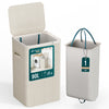 Panier a linge 1 compartiment et sac amovible auto ajustant avec couvercle 90L Beige - vuunut.com