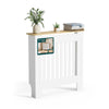 Cache radiateur en MDF avec lattes et etagere 78×19×82 cm Blanc Chêne - vuunut.com
