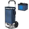 Chariot de course pliable aluminium 2 roues avec sac isotherme bleu marine - vuunut.com