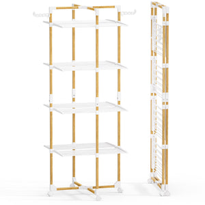 Sechoir a linge vertical tour etendoir pliable 4 niveaux 99x69x175.5 cm style bois blanc - vuunut.com