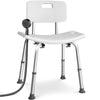 Chaise de douche avec dossier ergonomique a hauteur reglable en aluminum HDPE blanc - vuunut.com