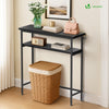 Console table 2 niveaux style industriel en metal et MDF 80x24x80 cm Noir - vuunut.com