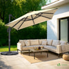 Parasol deporte inclinable Premium carre avec housse protection 3x3m Roma beige - vuunut.com