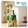 Arbre a chat 112cm multi niveaux Griffoir et niche Vert Orange - vuunut.com