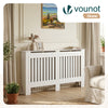 Cache radiateur en MDF avec lattes et etagere 152×19×82 cm Blanc - vuunut.com