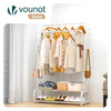 Portant a vetement double avec 2 niveaux etageres chaussures 4 Crochets Lateraux 108x35x145cm metal Blanc - vuunut.com