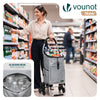 Chariot de course pliable monte escalier aluminium avec crochets gris - vuunut.com