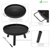 Brasero Exterieur en Metal avec Grille Tisonnier diametre 60cm noir - vuunut.com