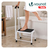 Marche pied en acier avec barre d’appui plateforme antiderapante 38x26cm blanc - vuunut.com
