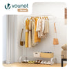Portant a Vetements avec etagere Chaussures 8 Crochets Lateraux 110x41x147cm metal Blanc - vuunut.com
