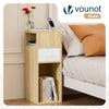Lot de 2 Table de chevet d’appoint avec tiroir et compartiment 25x30x66cm naturel - vuunut.com