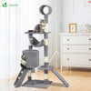 Arbre à Chat 154cm avec Griffoir Plateforme Niche XXL Gris - vuunut.com