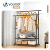 Portant a Vetements double avec roulettes et 2 etageres de rangement 121x40x147cm metal Noir - vuunut.com