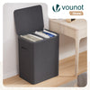 Panier a linge 2 compartiments et sacs amovibles auto ajustant avec couvercle 150L Anthracite - vuunut.com