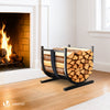 Range Buche Support a bois avec Sangle de Sécurité 41x37x39.5cm en Metal noir - vuunut.com