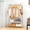 Portant a Vetements double avec roulettes et 2 etageres de rangement 120x40x146cm metal Blanc - vuunut.com