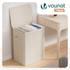 Panier a linge 2 compartiments et sacs amovibles auto ajustant avec couvercle 150L Beige - vuunut.com