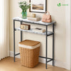 Console table 2 niveaux style industriel en metal et MDF 80x24x80 cm Blanc - vuunut.com