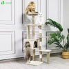 Arbre à Chat 138cm avec Griffoir Plateforme Niche et Capsule Spatiale beige - vuunut.com