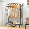Portant a Vetements Double avec etagere Chaussures 4 Crochets Lateraux 110x58x150cm metal Noir - vuunut.com