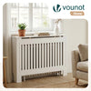 Cache radiateur en MDF avec lattes et etagere 111×19×82 cm Blanc - vuunut.com