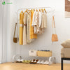 Portant a Vetements avec etagere Chaussures 8 Crochets Lateraux 110x41x150cm metal Blanc - vuunut.com