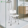 Chaise de douche avec dossier ergonomique a hauteur reglable en aluminum HDPE blanc - vuunut.com