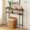 Console table 2 niveaux style industriel en metal et MDF 80x24x80 cm Marron - vuunut.com