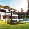 Pergola retractable 3x3m en metal et toile Polyester haute densite 180g/m2 gris - vuunut.com