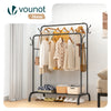 Portant a Vetements Double avec etagere Chaussures 4 Crochets Lateraux 108x58x146cm metal Noir - vuunut.com