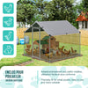 Enclos poulailler en metal galvanise et grillage avec bache PE 200x200x200cm - vuunut.com