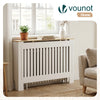 Cache radiateur en MDF avec lattes et etagere 111×19×82 cm Blanc Chêne - vuunut.com