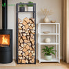 Range bûche vertical télescopique pour cheminée avec étagère de MDF 45x32x170cm acier noir - vuunut.com
