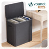 Panier a linge 3 compartiments et sacs amovibles auto ajustant avec couvercle 170L Anthracite - vuunut.com