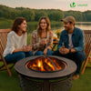Brasero exterieur en metal avec grille, pare-etincelles tisonnier diametre 81cm noir - vuunut.com