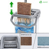 Balai microfibre et Seau Essoreur avec 6 serpillères Réutilisables Balai Plat Double compartiment blanc - vuunut.com