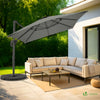 Parasol deporte inclinable Premium carre avec housse protection 3x3m Roma Gris - vuunut.com