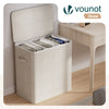Panier a linge 3 compartiments et sacs amovibles auto ajustant avec couvercle 170L Beige - vuunut.com