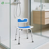 Chaise de douche avec dossier ergonomique a hauteur reglable en aluminum HDPE bleu - vuunut.com