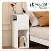 Lot de 2 Table de chevet d’appoint avec tiroir et compartiment 25x30x66cm blanc - vuunut.com