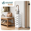 Porte-parapluies Metal avec bac de recuperation eau et 4 Crochets Motif Diagonal 15.5 x 15.5 x 43.5 cm blanc - vuunut.com