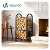 Porte buches cheminee avec 4 outils en metal noir - vuunut.com