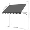 Auvent retractable manuel sans percage 200cm Gris - vuunut.com