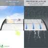 Auvent de porte marquise 200x80 cm transparent en Polycarbonate anti UV Noir - vuunut.com