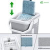 Balai microfibre et Seau Essoreur avec 6 serpillères Réutilisables Balai Plat Double compartiment gris - vuunut.com
