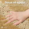 Lot de 2 Tapis de Bain Antidérapant chenille microfibre 60x90cm beige - vuunut.com