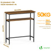 Console table 2 niveaux style industriel en metal et MDF 80x24x80 cm Marron - vuunut.com