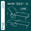 Lot de 2 Bain de soleil transat aluminium en textilene 190x62x31cm gris - vuunut.com