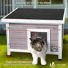 Maison pour Chat en bois avec toit bitumé autoportant et porte à lamelles PVC Gris - vuunut.com